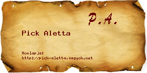 Pick Aletta névjegykártya